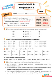 Connaître la table de multiplication par 8 - Exercices Pas à Pas : Primaire 3 - PDF à imprimer