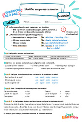 Identifier une phrase exclamative - Exercices Pas à Pas : Primaire 5 - PDF à imprimer
