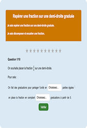 Repérer une fraction - Fiches Exercice en ligne  - Fiches Mathématiques - Nombres et calculs : Primaire 6