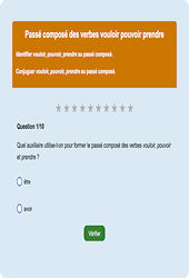 Passé composé vouloir pouvoir prendre - Fiches Exercice en ligne  - Fiches Français - Conjugaison - Étude de la langue : Primaire 2