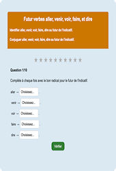Futur aller/venir/voir/faire/dire - Fiches Exercice en ligne  - Fiches Français - Conjugaison - Étude de la langue : Primaire 2