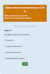 Multiplier et diviser par 10 et 100 - Fiches Exercice en ligne  - Fiches Mathématiques - Numération : Primaire 4