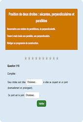 Positions de droites - Fiches Exercice en ligne  - Fiches Mathématiques - Espace et géométrie : Primaire 6