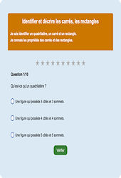 Carrés et rectangles - Fiches Exercice en ligne  - Fiches Mathématiques - Géométrie : Primaire 2