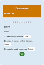 Accord sujet - verbe - Fiches Exercice en ligne  - Fiches Français - Orthographe - Étude de la langue : Primaire 2