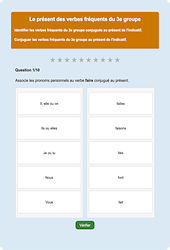 Présent verbes  groupe - Fiches Exercice en ligne  - Fiches Français - Conjugaison - Étude de la langue : Primaire 4