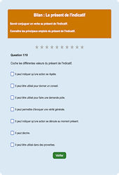Présent de l’indicatif - Fiches Exercice en ligne  - Fiches Français - Conjugaison - Étude de la langue : Primaire 4