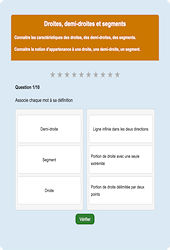 Droites, demi - droites, segments - Fiches Exercice en ligne  - Fiches Mathématiques - Espace et géométrie : Primaire 6