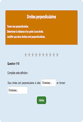 Droites perpendiculaires - Fiches Exercice en ligne  - Fiches Mathématiques - Espace et géométrie : Primaire 6