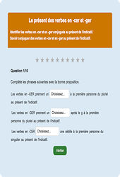 Présent des verbes en - cer et - ger - Fiches Exercice en ligne  - Fiches Français - Conjugaison - Étude de la langue : Primaire 4