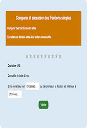 Comparer et encadrer fractions - Fiches Exercice en ligne  - Fiches Mathématiques - Numération : Primaire 4