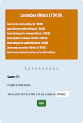 Nombres < 1 000 000 - Fiches Exercice en ligne  - Fiches Mathématiques - Numération : Primaire 4