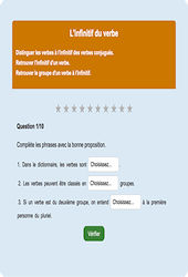 L’infinitif du verbe - Fiches Exercice en ligne  - Fiches Français - Conjugaison - Étude de la langue : Primaire 4