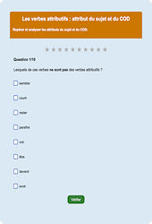 Verbes attributifs - Fiches Exercice en ligne  - Fiches Français - Grammaire - Étude de la langue : Secondaire 2
