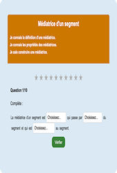 Médiatrice d’un segment - Fiches Exercice en ligne  - Fiches Mathématiques - Espace et géométrie : Primaire 6
