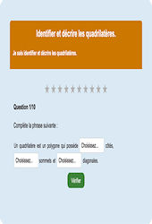 Identifier les quadrilatères - Fiches Exercice en ligne  - Fiches Mathématiques - Géométrie : Primaire 4
