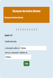 Décomposer des fractions décimales - Fiches Exercice en ligne  - Fiches Mathématiques - Numération : Primaire 4
