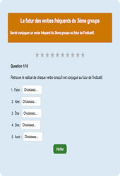 Futur des verbes fréquents - Fiches Exercice en ligne  - Fiches Français - Conjugaison - Étude de la langue : Primaire 4