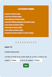 Fractions simples - Fiches Exercice en ligne  - Fiches Mathématiques - Numération : Primaire 4