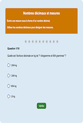Nombres décimaux et mesures - Fiches Exercice en ligne  - Fiches Mathématiques - Numération : Primaire 4
