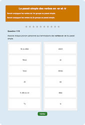 Passé simple - er/ - ir - Fiches Exercice en ligne  - Fiches Français - Conjugaison - Étude de la langue : Primaire 4