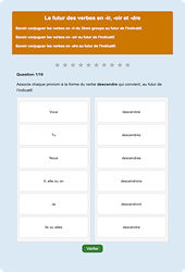Futur - ir, - oir, - dre - Fiches Exercice en ligne  - Fiches Français - Conjugaison - Étude de la langue : Primaire 4
