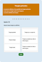 Triangles particuliers - Fiches Exercice en ligne  - Fiches Mathématiques - Espace et géométrie : Primaire 6