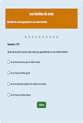 Familles de mots - Fiches Exercice en ligne  - Fiches Français - Vocabulaire / Lexique - Étude de la langue : Primaire 2