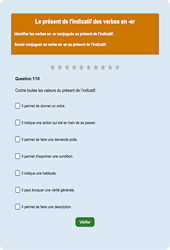 Présent des verbes en - er - Fiches Exercice en ligne  - Fiches Français - Conjugaison - Étude de la langue : Primaire 4