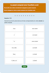 Passé composé avec avoir - Fiches Exercice en ligne  - Fiches Français - Conjugaison - Étude de la langue : Primaire 4