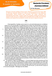 Journaux intimes (Benjamin Constant) - Littérature : Secondaire 3 - PDF à imprimer