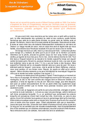 Noces (Albert Camus) - Littérature : Secondaire 3 - PDF à imprimer