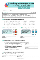 Résoudre des problèmes en utilisant la soustraction - Examen Evaluation : Primaire 2 - PDF à imprimer