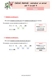 Multiplier un entier par 4 ou par 8 - Cours, Leçon : Primaire 4 - PDF à imprimer