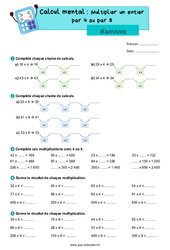 Multiplier un entier par 4 ou par 8 - Exercices : Primaire 4 - PDF à imprimer