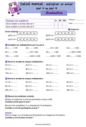 Multiplier un entier par 4 ou par 8 - Examen Evaluation : Primaire 4 - PDF à imprimer