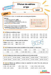 Effectuer des additions en ligne - Exercices Pas à Pas : Primaire 5 - PDF à imprimer
