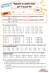 Multiplier un nombre entier par 10 ou par 100 - Exercices Pas à Pas : Primaire 5 - PDF à imprimer