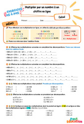 Multiplier par un nombre à un chiffre en ligne - Exercices Pas à Pas : Primaire 5 - PDF à imprimer