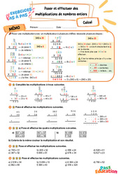 Poser et effectuer des multiplications de nombres entiers - Exercices Pas à Pas : Primaire 5 - PDF à imprimer
