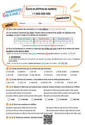 Écrire en chiffres les nombres inférieurs à 1 000 000 000 - Exercices Pas à Pas : Primaire 5 - PDF à imprimer
