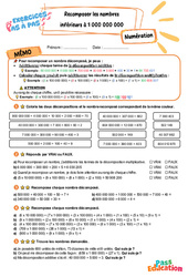 Recomposer les nombres inférieurs à 1 000 000 000 - Exercices Pas à Pas : Primaire 5 - PDF à imprimer
