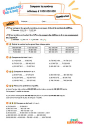 Comparer les nombres inférieurs à 1 000 000 000 - Exercices Pas à Pas : Primaire 5 - PDF à imprimer