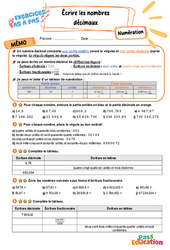 Écrire les nombres décimaux - Exercices Pas à Pas : Primaire 5 - PDF à imprimer
