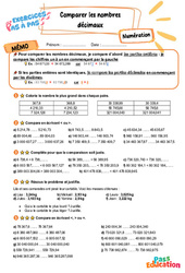 Comparer les nombres décimaux - Exercices Pas à Pas : Primaire 5 - PDF à imprimer