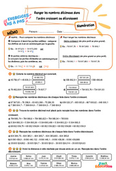 Ranger les nombres décimaux dans l’ordre croissant ou décroissant - Exercices Pas à Pas : Primaire 5 - PDF à imprimer