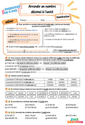 Arrondir un nombre décimal à l’unité - Exercices Pas à Pas : Primaire 5 - PDF à imprimer