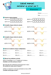 Multiplier un entier par 5 - Exercices : Primaire 4 - PDF à imprimer