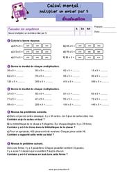 Multiplier un entier par 5 - Examen Evaluation : Primaire 4 - PDF à imprimer