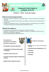 Citoyenneté, droits civiques et politiques, droit civil - Séquence - Fiche de préparation - EMC : Primaire 5 - PDF à imprimer
